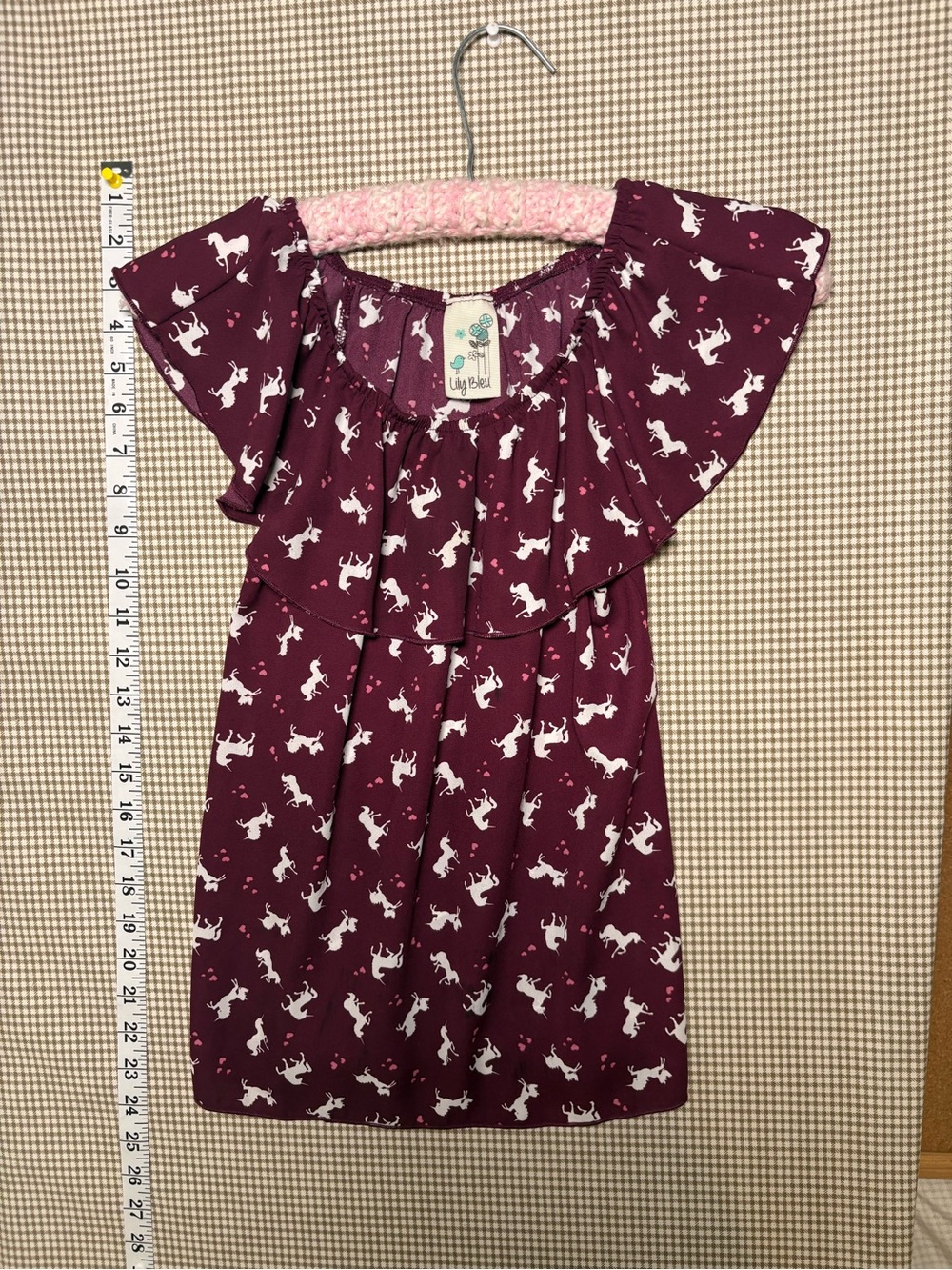 Lily Bleu Unicorn Print Flutter Sleeve Top Girls Size Large 14